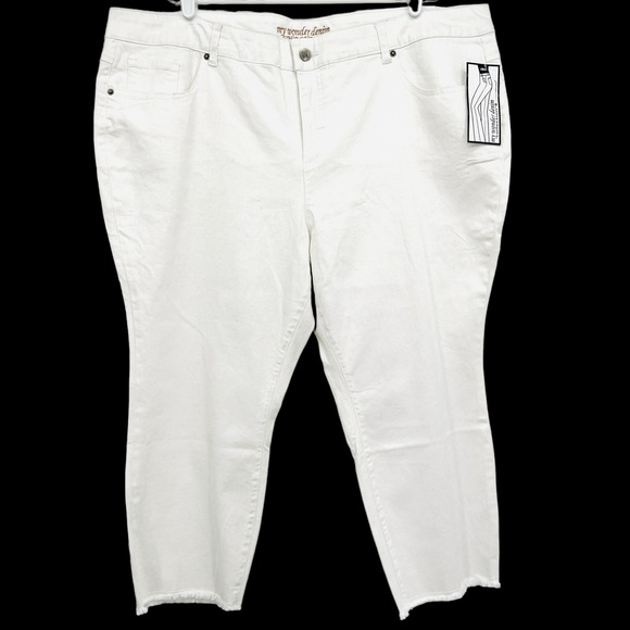 My Wonder Denim Denim - My Wonder Denim Women's White Cropped Jeans Plus Size 22 Stretch High Rise NWT